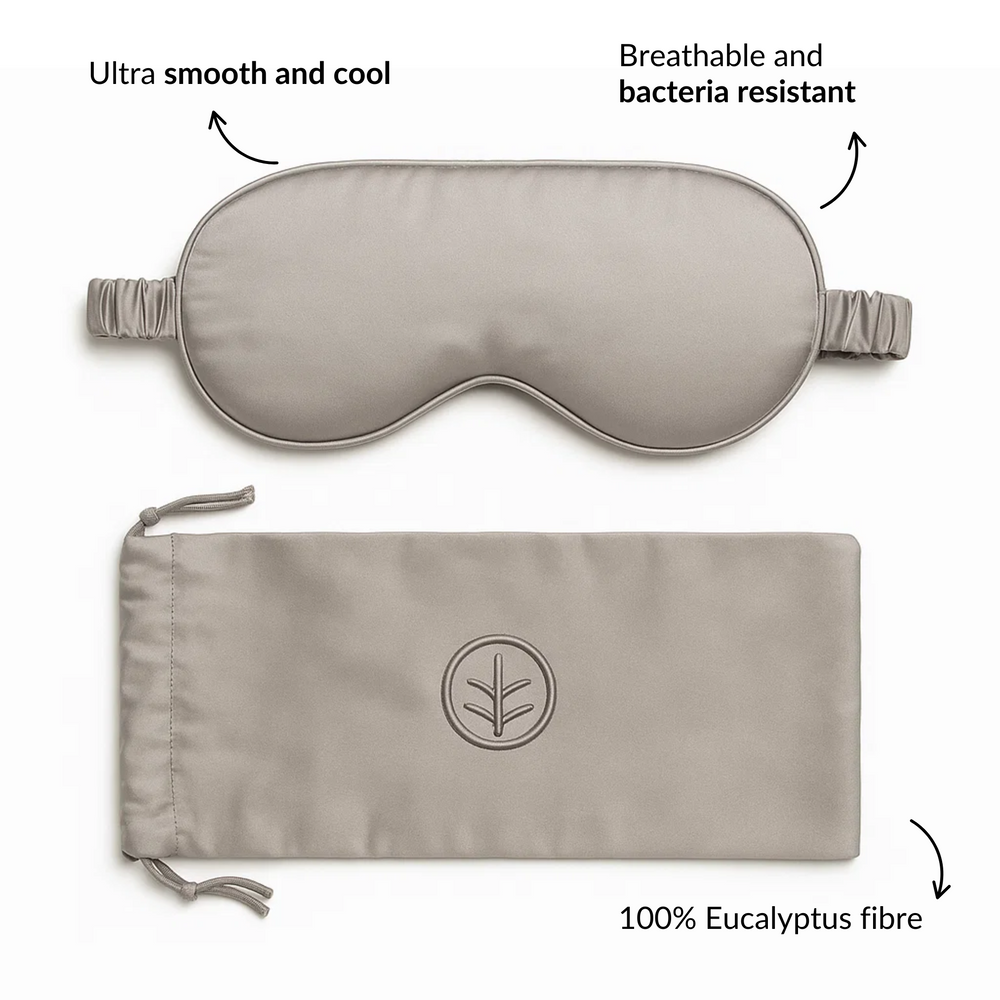 Essential Silk Sleep Eye Mask in Grey (Eucalyptus Silk)